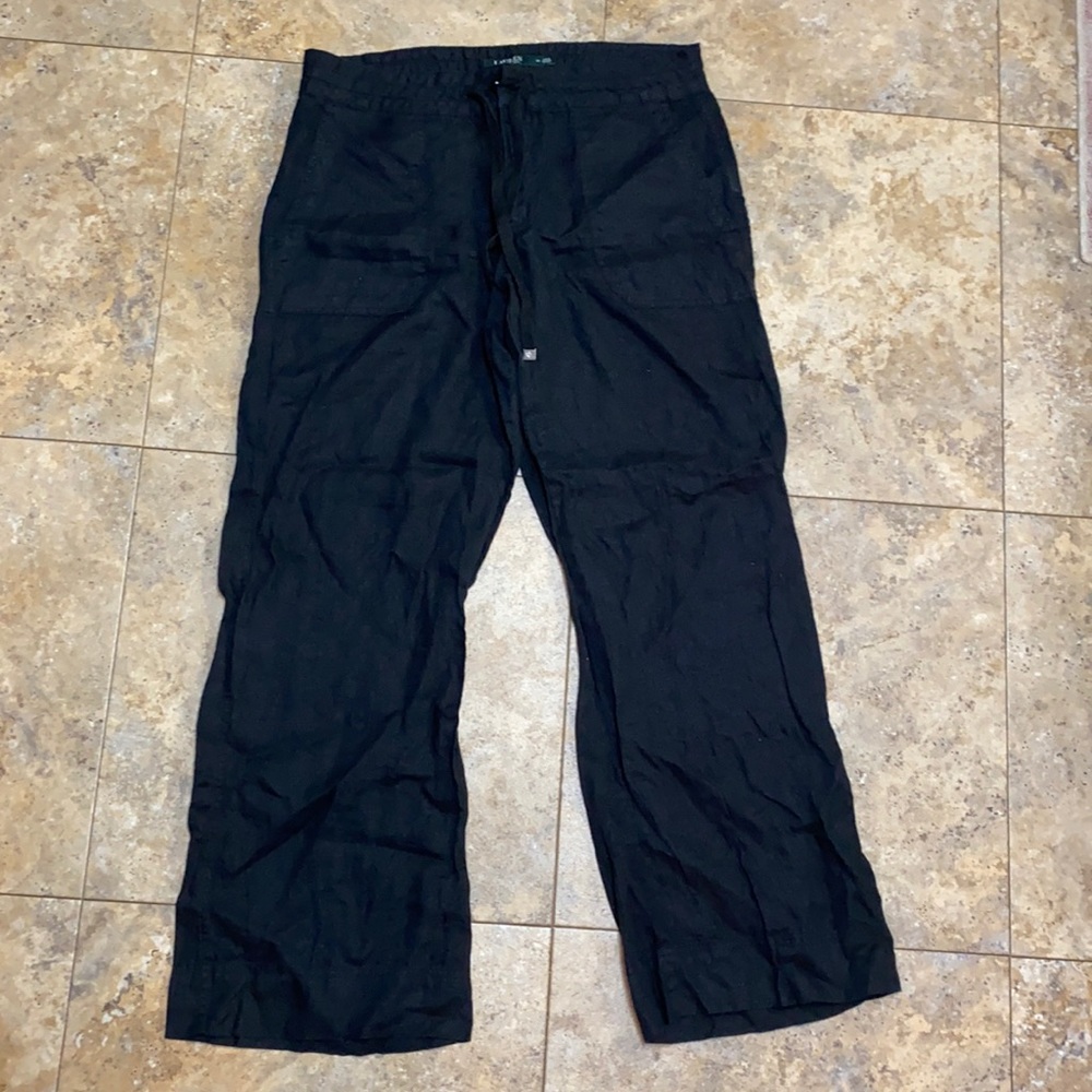 Ralph Lauren Black Linen Wide Leg Pants